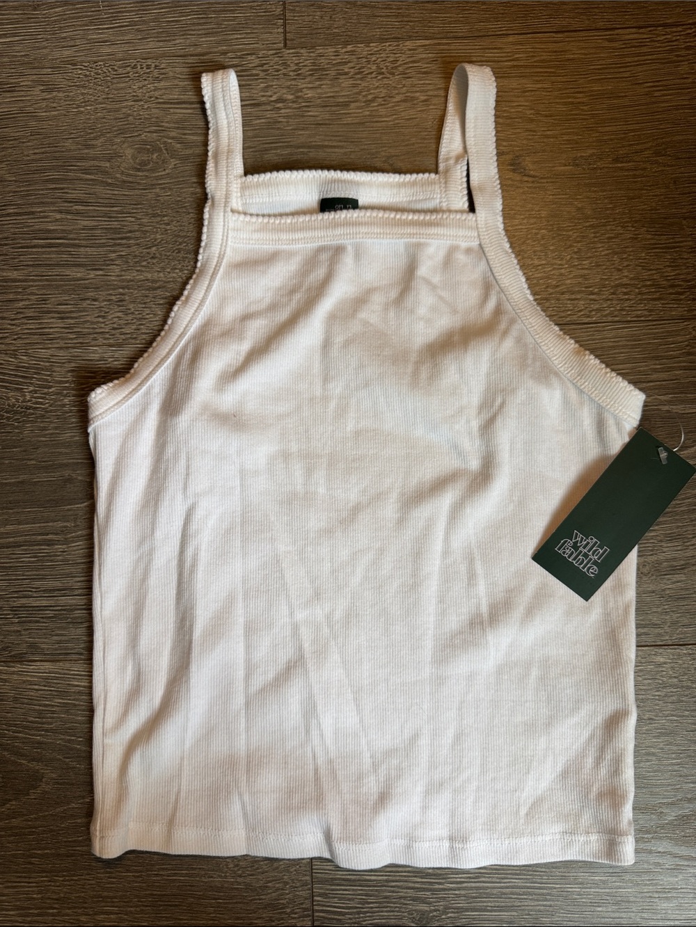 wild fable White Ribbed Square-Neck Tank